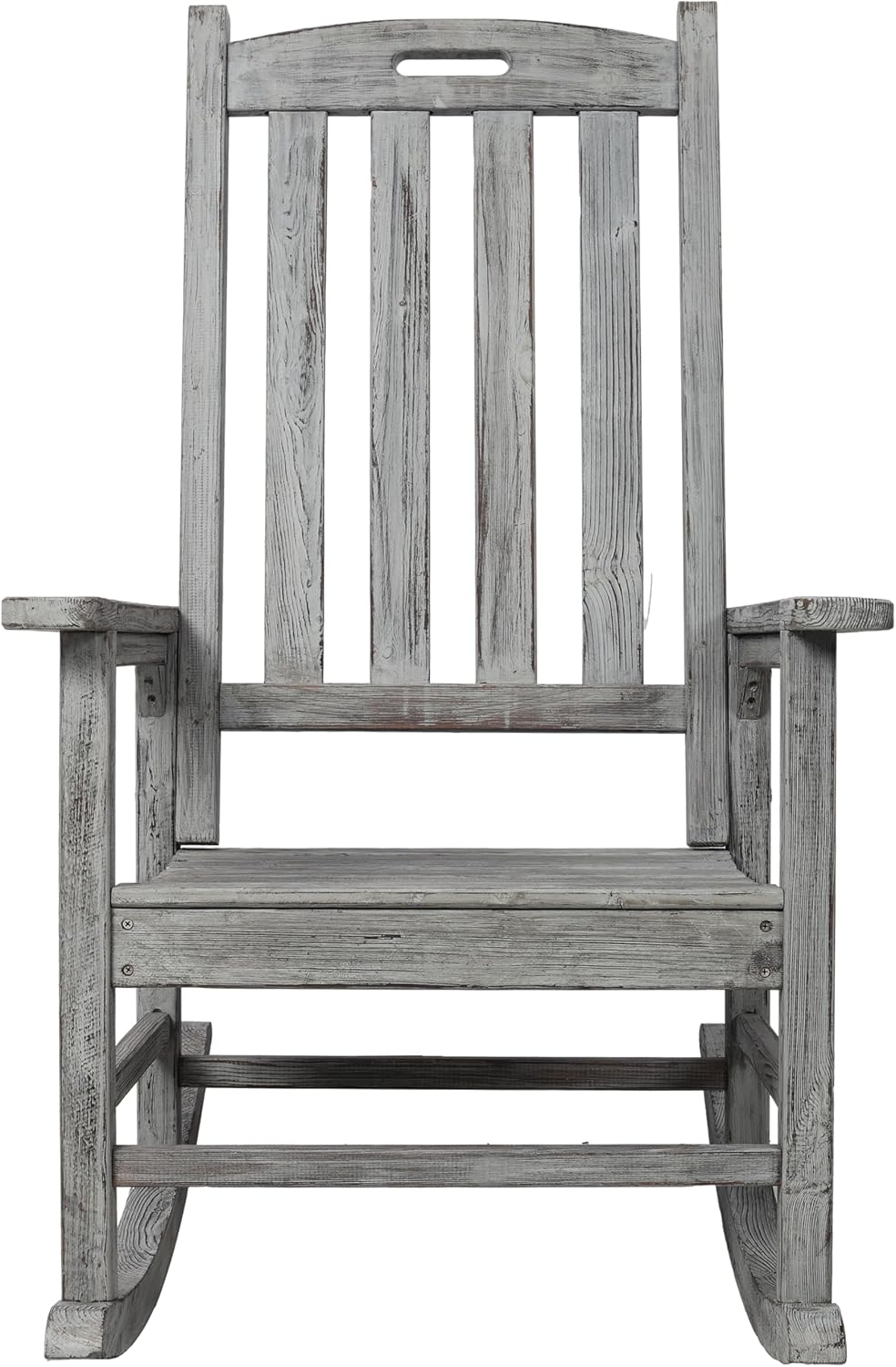 Oversized Wooden Porch Rocker Chair: Classic Fir Wood Design with 21-Inch Wide Seat & High Backrest - Smooth Rocking Motion for Indoor & Outdoor Use - Supports Up to 330 lbs