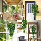 RECUTMS 4 Pack Artificial Hanging Plants Faux Eucalyptus Leaf Greenery Fake Plant for Wall House Room Patio Indoor Outdoor Home Shelf Office Decor (Green)