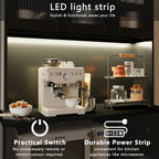 71" Kitchen Hutch Cabinet with Storage for Living & Dining Room, Kitchen Pantry Cabinet with LED Light & Outlet, All Black