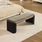 DUOMAY Modern Green Chenille Bedroom Bench, 49" Wide Long Entryway Bench with Solid Wood Legs Upholstered Dining Bench Ottoman for Living Room Indoor