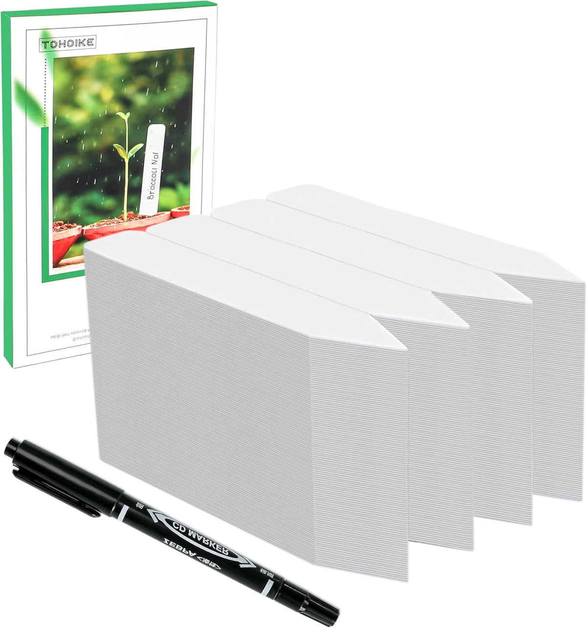 Plant Labels 4 Inch 400Pcs Plastic Plant Name Tags for Seedlings Garden Labels Markers Nursery Plant Tags Seed Labels Stakes with Permanet Marking Pen Plant Markers for Outdoor Garden (White400)