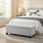 50" Storage Ottoman Bench, Rectangular End of Storage Bench, Upholstered Large Fabric Tufted Ottoman with Storage for Living Room, Bedroom, Entryway,Light Gray