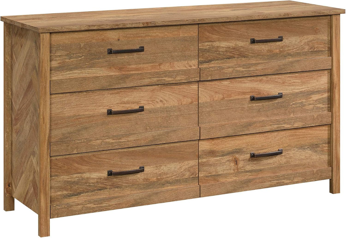 Sauder Cannery Bridge 32.36" W x 22.52" D x 59.80" H Armoire & Dresser in Sindoori Mango Finish with Garment Rod & 6 Drawers