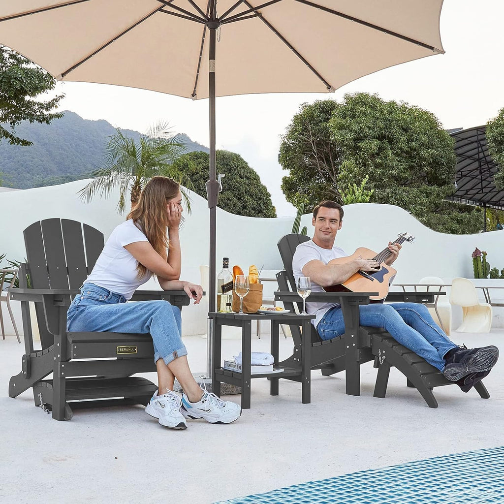SERWALL Folding Adirondack Chair Footrest Set of 2, Adirondack Ottomans Without Assembly, Grey