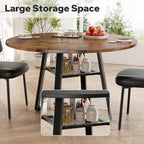 47 Inch Round Dining Table for 4-6 People,Modern Circle Dining Room Table Kitchen Table with Metal Legs for Dining Room,Kitchen,Vintage(Table Only)