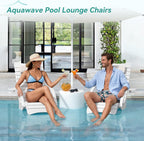 Pool Lounge Chairs Set of 2, Shallow Water 8-10 Inches Deep, HDPS Fade Resistant Pool Tanning Chair with Armrest, Cup Holder, Headrest, 330lbs Capacity, Outdoor Deck Sun Shelf Lounger, White