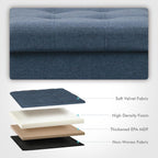 B FSOBEIIALEO Storage Ottoman with Tray, Foot Stools and Ottomans with Legs, Storage Cube Seat Linen Blue 15"