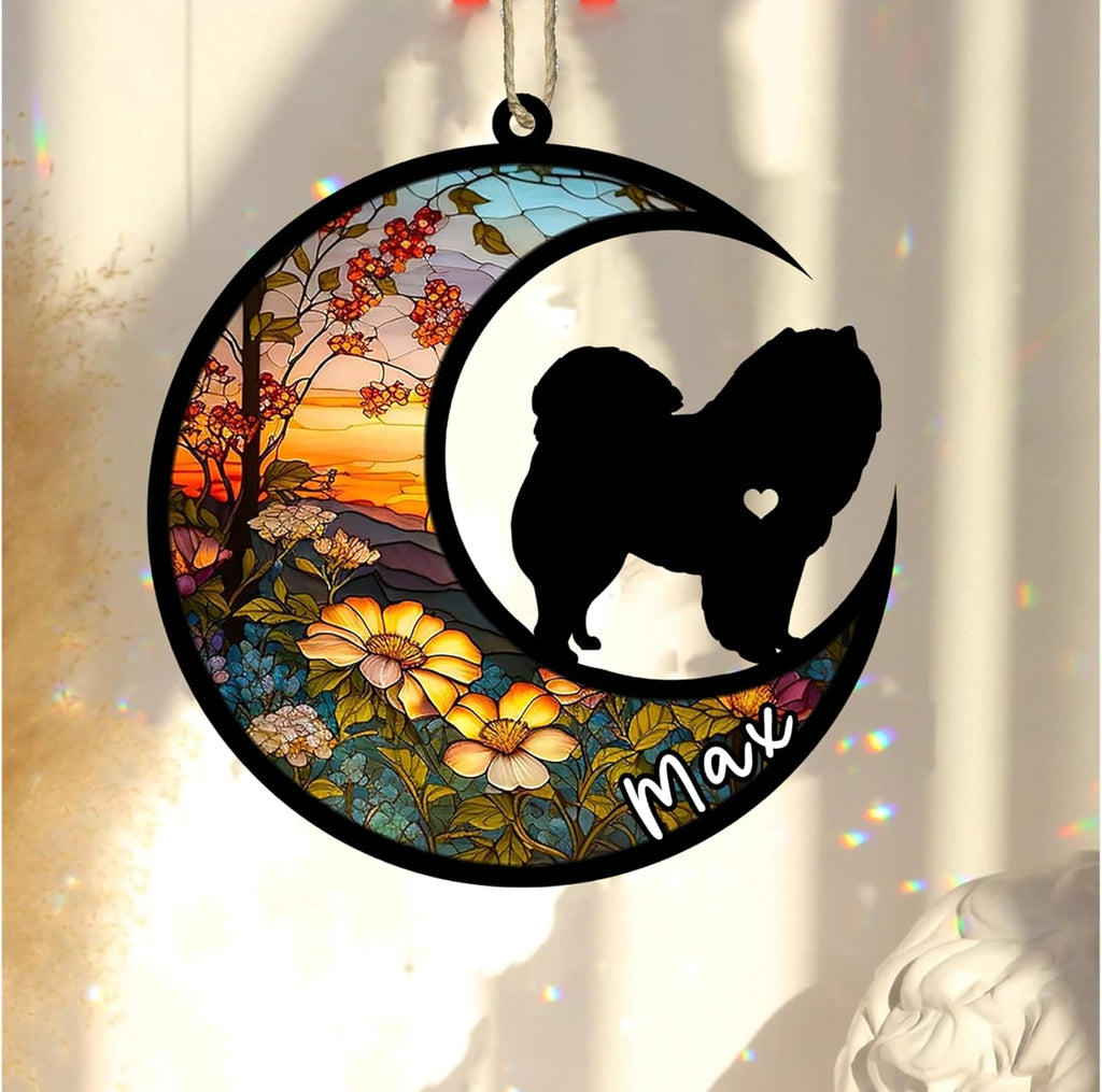 Personalized Dog Memorial, Custom Name Chow Chow Dog Christmas Ornament with Name, Custom Breeds, Pet Loss Light Catcher, Gifts for Lovers Loss of Pet Sympathy on Mothers Day Christmas