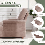 EJUNQ 66.5" Oversized Chaise Lounge Chair Indoor，Cozy Sofa Bed with Phone Holder and USB Charger，Upholstered Deep Seat Sleeper Sofa Bed，Comfy Single Sofa Armchair for Living Room -Brown