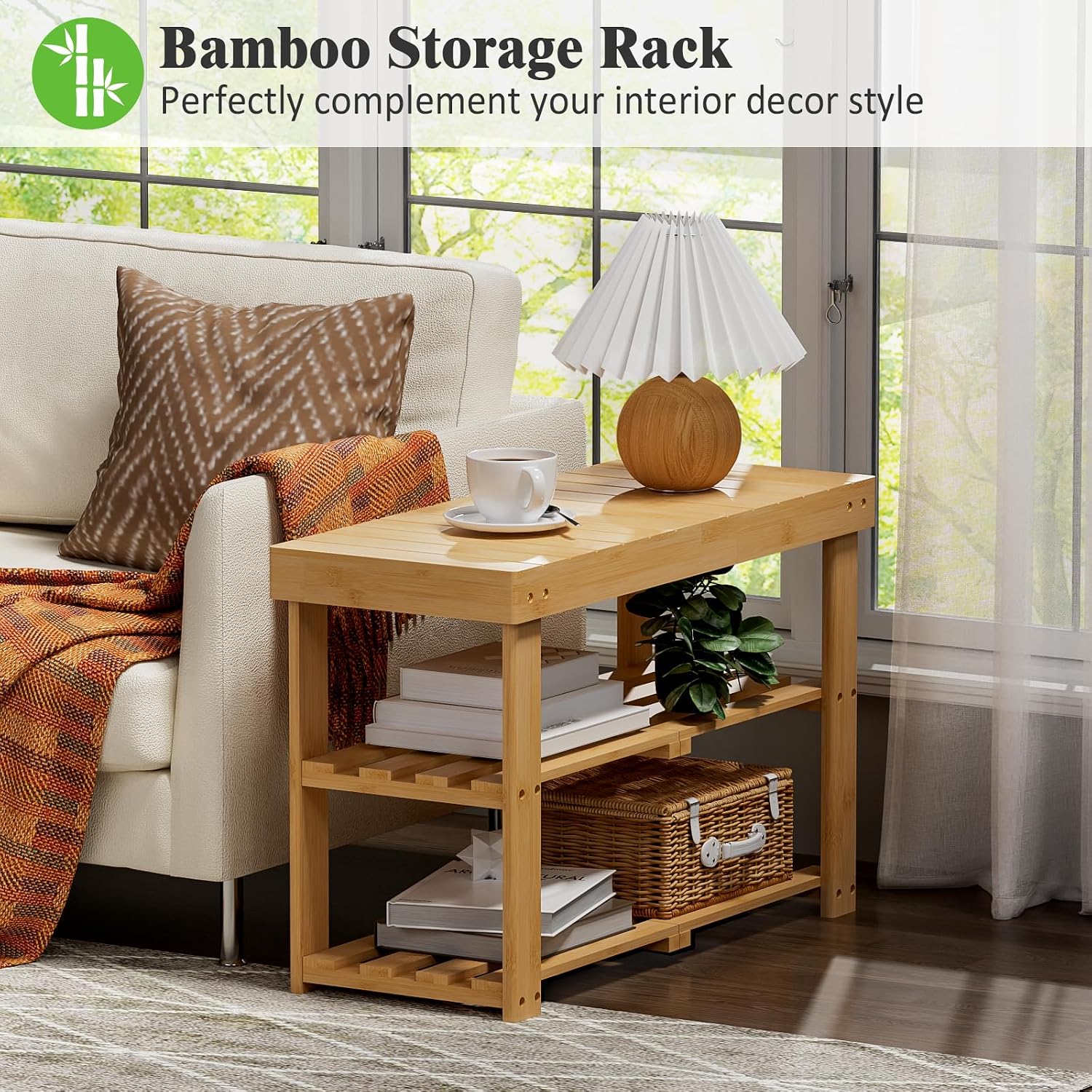 BAMBUROBA Bamboo Shoe Rack Bench, 3-Tier Entryway Bench, Small Shoes Storage Organizer Holds Up to 300lbs, 27.5 x 11 x 16.9 Inches, for Front Door, Hallway, Living Room, Bedroom,Natural