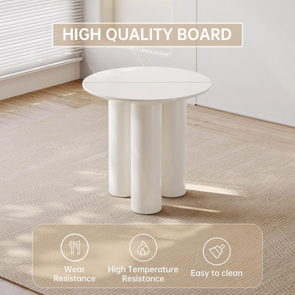Small Round Dining Table, 30" Circle Kitchen Table with 3 Legs, Modern White Accent Table for Kitchen, Dining Room, Home Office and Living Room