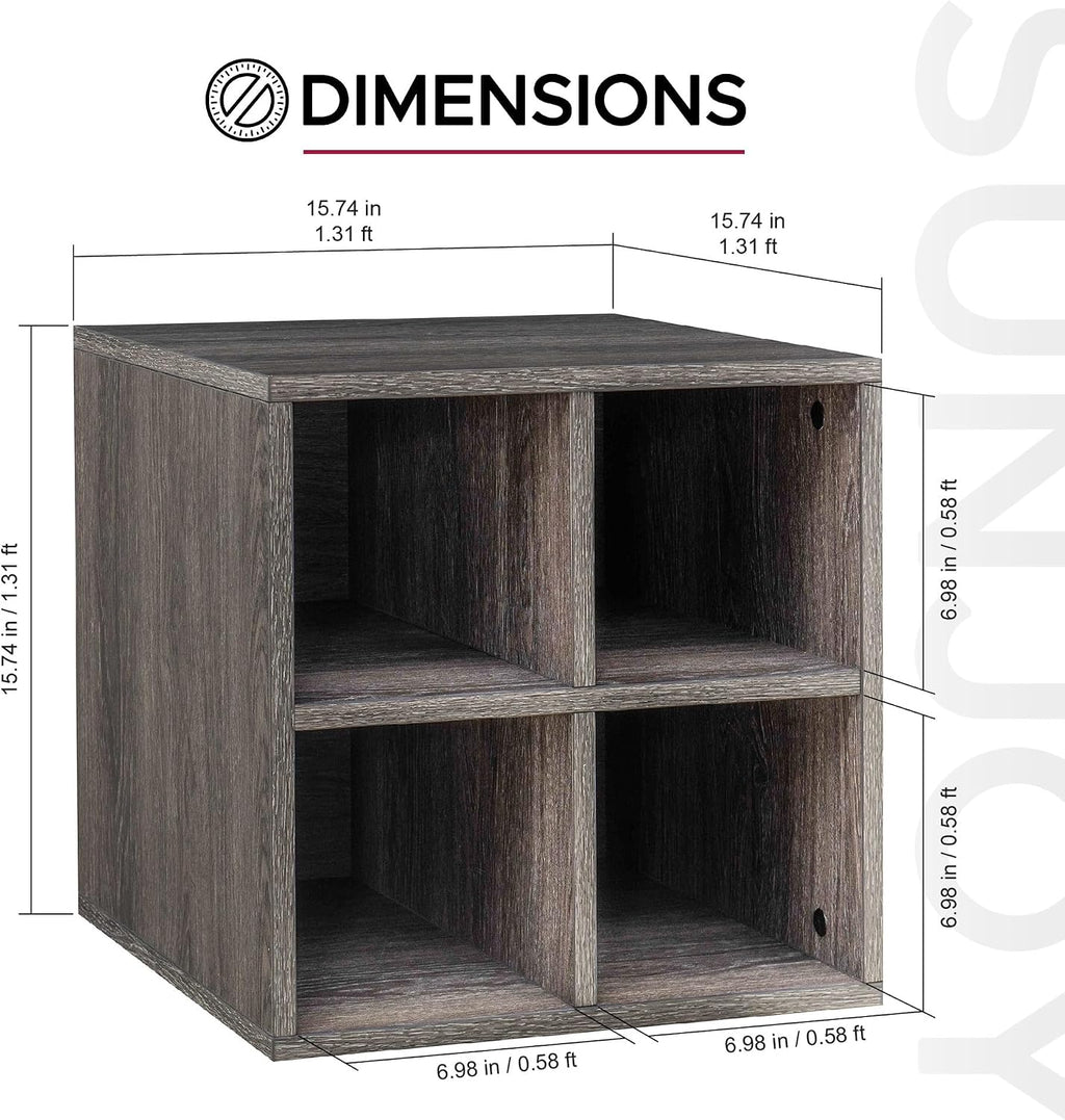 Sunjoy Quub Quarter Saving Stackable MDF Wood Cabinet for Living Room, Bedroom and Other Indoor Space, Walnut…