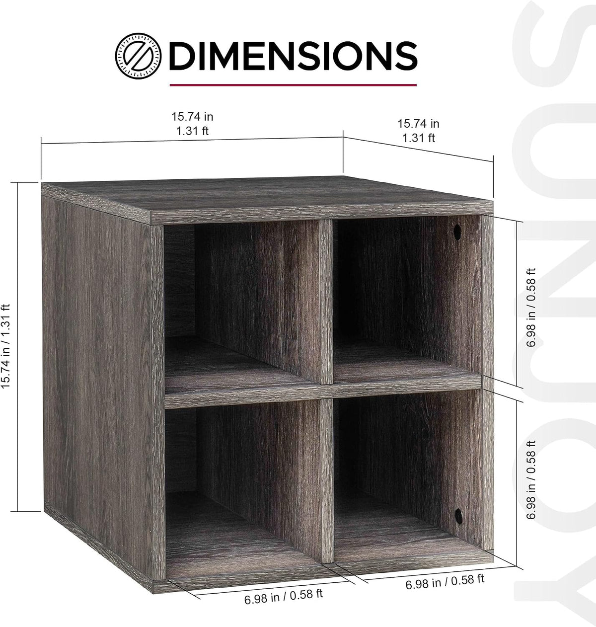 Sunjoy Quub Quarter Saving Stackable MDF Wood Cabinet for Living Room, Bedroom and Other Indoor Space, Walnut…