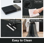 OJIA Easy Jute 5x7 Outdoor Rug, Washable Patio Rugs for Living Room Striped Border Indoor Outdoor Carpet Farmhouse Non-Slip Black Rug Geometric Area Rug for Porch Backyard Dining Room