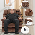 Euthymia Oversized Recliner Chair, Large Recliner Chair Chairs for Adults 400LBS, Big and Tall Manual Fabric Heavy Duty Recliner Chair, Extra Wide Recliners for Living Room, Brown