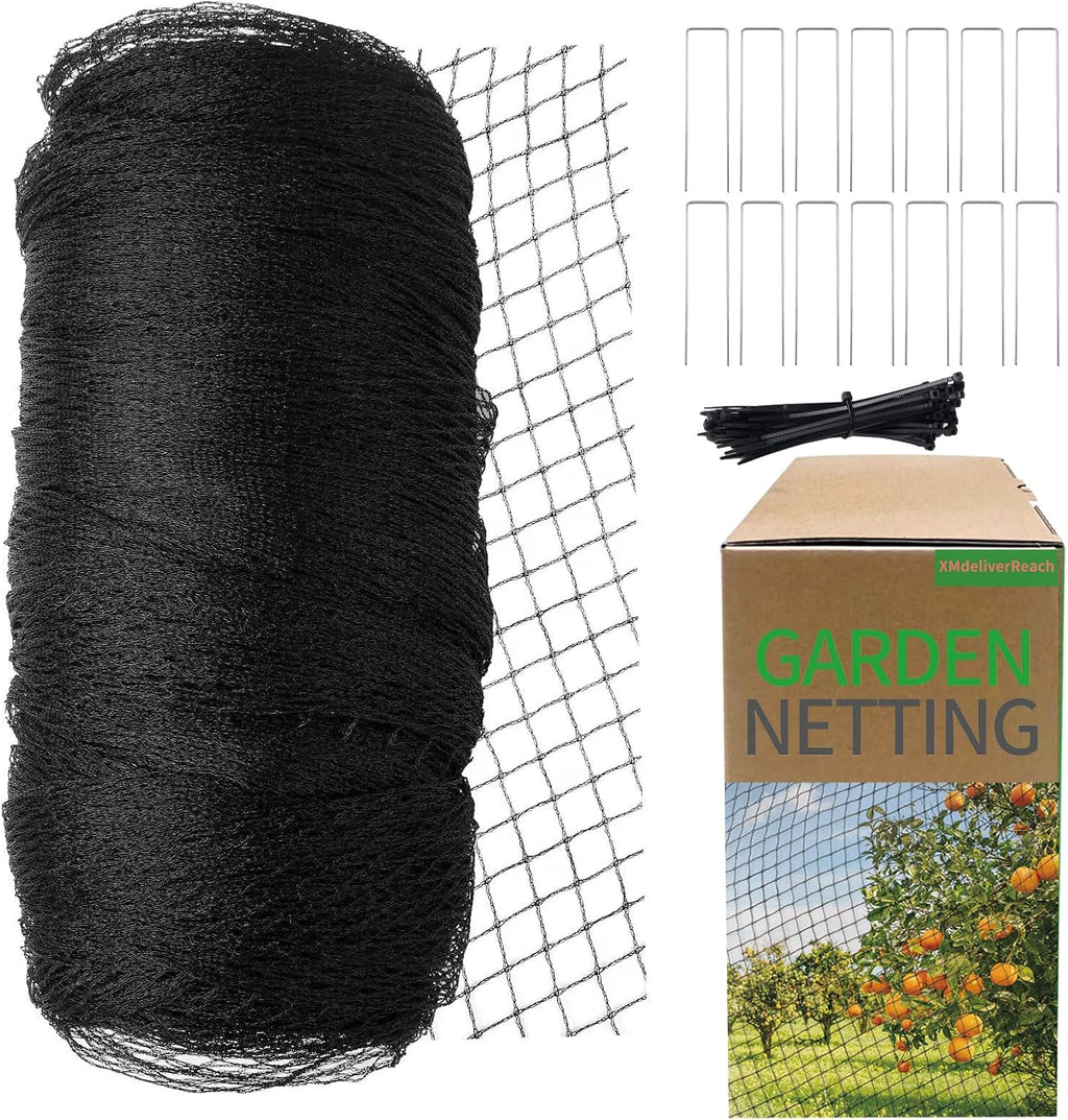 Garden Netting, 15ft x 30ft Black Bird Netting Heavy Duty,Rabbit,Large Bees,Squirrels, Deer,Chicken, Anti Birds, Cardinals，Animal Fencing for Fruit Tree & Vegetable Garden