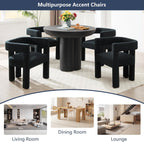 Boucle Barrel Side Chairs Set of 6, Modern Designed Upholstered Comfy Sherpa Fabric Accent Kitchen/Dining Chair, Kitchen Armchair for Living Room Dining Room Bedroom (Black, Set of 6)