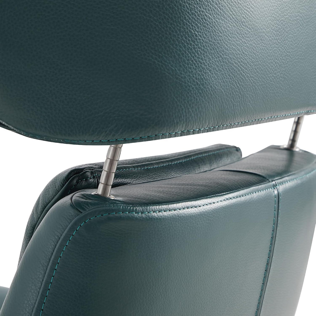CHITA Genuine Leather Reclining Swivel Accent Chair with Ottoman, Teal | Eames Swivel Chair with Adjustable Backrest and Headrest for living Room & Office, 34.3"Dx31.1"Wx39.4"H, 350 Lbs Capacity