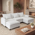 URRED Oversized Modular Sectional Sofa，Solid Beige：122" U Shaped | Modern Comfy Cloud Couch with Movable Ottoman and Pillow, Deep Seat Couches for Living Room, Bedroom or Apartment