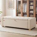 SONGMICS Storage Ottoman, 48 Inches Long Bed End Stool, Solid Wood Legs | Buttons Decoration, Non-Slip Foot Pads, 661.4 lb Load Capacity, Summer Sand, MACEO Collection ULOM511LF01