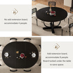 Einhomn 59" Extendable Round Dining Table for 4-6, Modern Oval Kitchen Table with Heavy Duty Curved Legs & Pedestal Base, Space Saving Circle Dinner Room Table for Dining Kitchen Living Room, Black