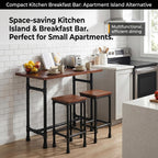 Industrial Pipe Small Dining Table for Two, 31.5" Compact Bar Table with Solid Wood Top & Thick Metal Legs, Stable Pub Table for Small Spaces, Home Bar, WFH Desk, 200+ lbs Capacity (Brown/Black)