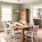 Farmhouse Dining Chairs Set of 4 Upholstered Kitchen Chairs with Cross Back Armless Wooden Side Chairs for Dining Room, Living Room, Reception (Grey Linen + White Frame)