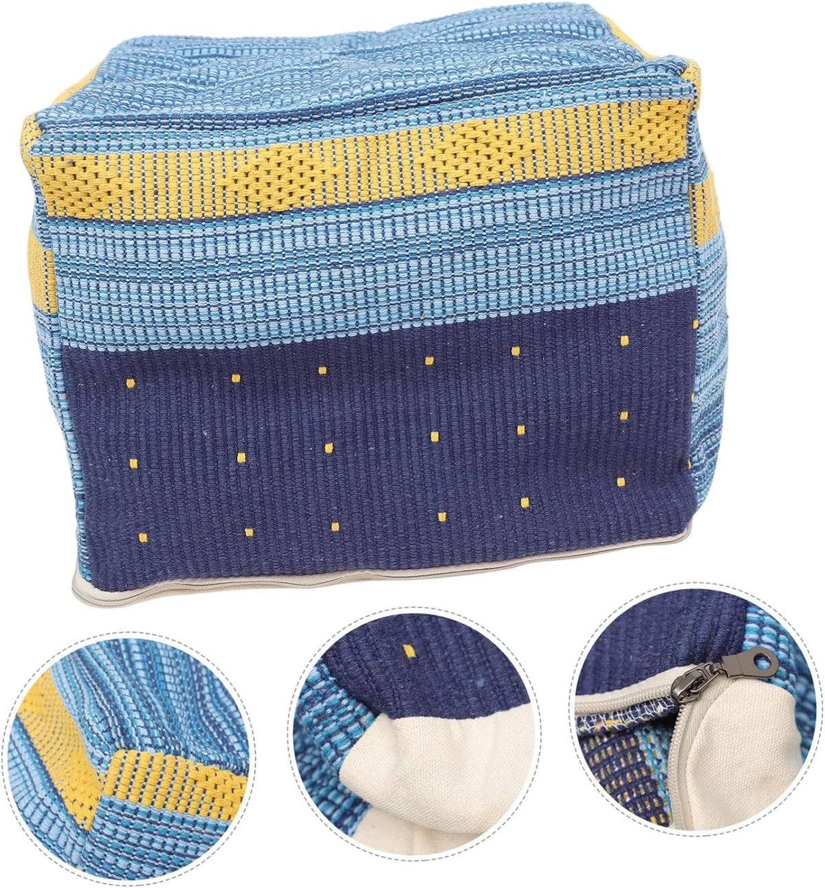 Homoyoyo Footstool Stuffed Foot Rest Floor Foot Stool Outdoor Footrest for Patio Square Pouf Pillows Decorative Square Seats Mat Cover Cotton Linen Dining Chair Office Chair