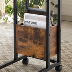 Hadulcet C Shaped End Table with Charging Station & Foldable Tabletop, Folding TV Tray Table with Storage, Laptop Table for Couch, C Table for Sofa, Living Room Bedroom Small Spaces, Rustic Brown
