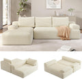 Yaheetech 110" Sectional Sofa Couch with Chaise, Beige | Sectional Sofa Cloud Couch Corduroy Modular L-Shape Couch No Assembly Sofa with Detachable Pillow for Living Room Guest Room