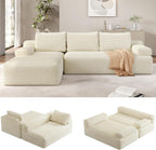 Yaheetech 110" Sectional Sofa Couch with Chaise, Beige | Sectional Sofa Cloud Couch Corduroy Modular L-Shape Couch No Assembly Sofa with Detachable Pillow for Living Room Guest Room