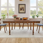 Fluted Dining Table for 6 to 10 People, 79'' Long Rustic Dinner Table with Drawers, Farmhouse Rectangular Wooden Tables for Kitchen, Dining Room, Living Room (Walnut)
