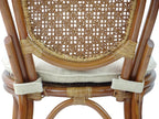 Rattan Wicker Dining Round Table Glass Top and 4 Denver Side Chairs with Cream Cushions, Dining Table Set for 4, Tropical Style Dining Table Set for Four, Colonial Color