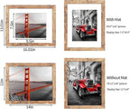 11x14 Picture Frame Set of 4, High Definition Tempered Glass 11 x 14 Frames Display 8x10 Pictures with Mat, Mixed Color Wood Photo Frame Wall Mounting