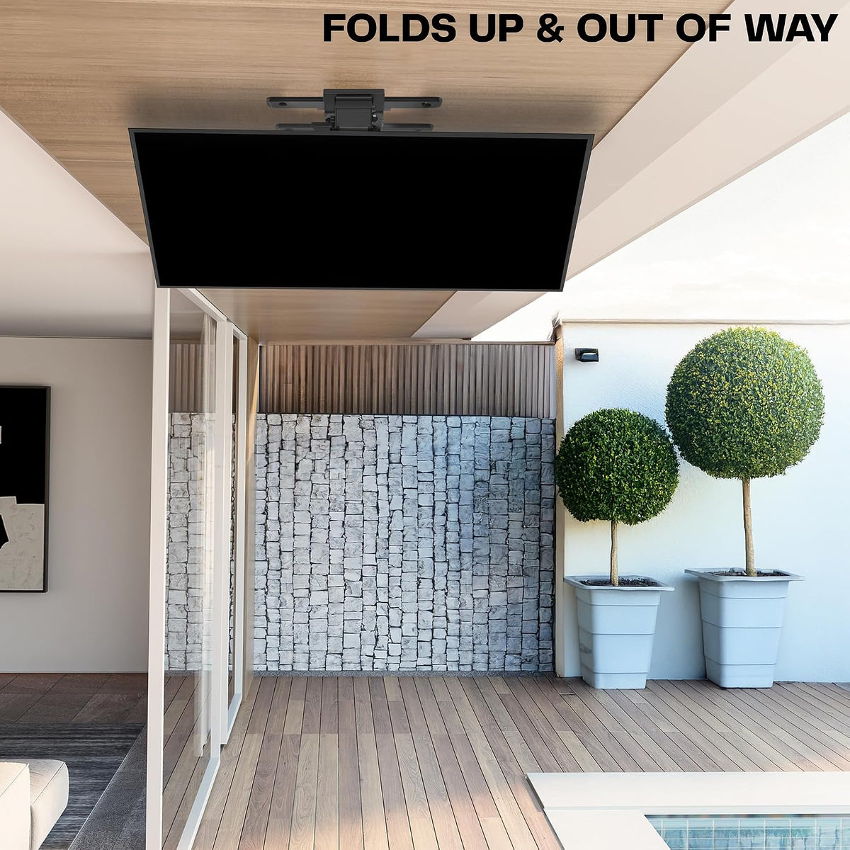 VIVO Black Electric Ceiling TV Mount for 37 to 70 in Screens, MOUNT-E-FD75C | Large Motorized Flip Down TV Mount, Pitched Roof VESA Mount, Heavy Duty Steel, App and Voice Control, Holds 99 lbs