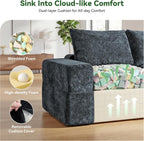 MONVANE 102" Modular Sectional Sofa, Oversized 4 Seat Convertible L Shaped Cloud Couch with Multi-Use Lounge Ottoman, Comfy Crushed Velvet Couches for Living Room, Charcoal Grey