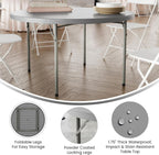 Flash Furniture 4 ft Plastic Round Folding Table, Dark Gray | Durable Construction, Commercial Use