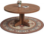 GarveeHome Kitchen Table for 4-6 People, Dining Table, Round Dining Room Table for Kitchen, 47 Inch Round Table for Dining Room, Walnut