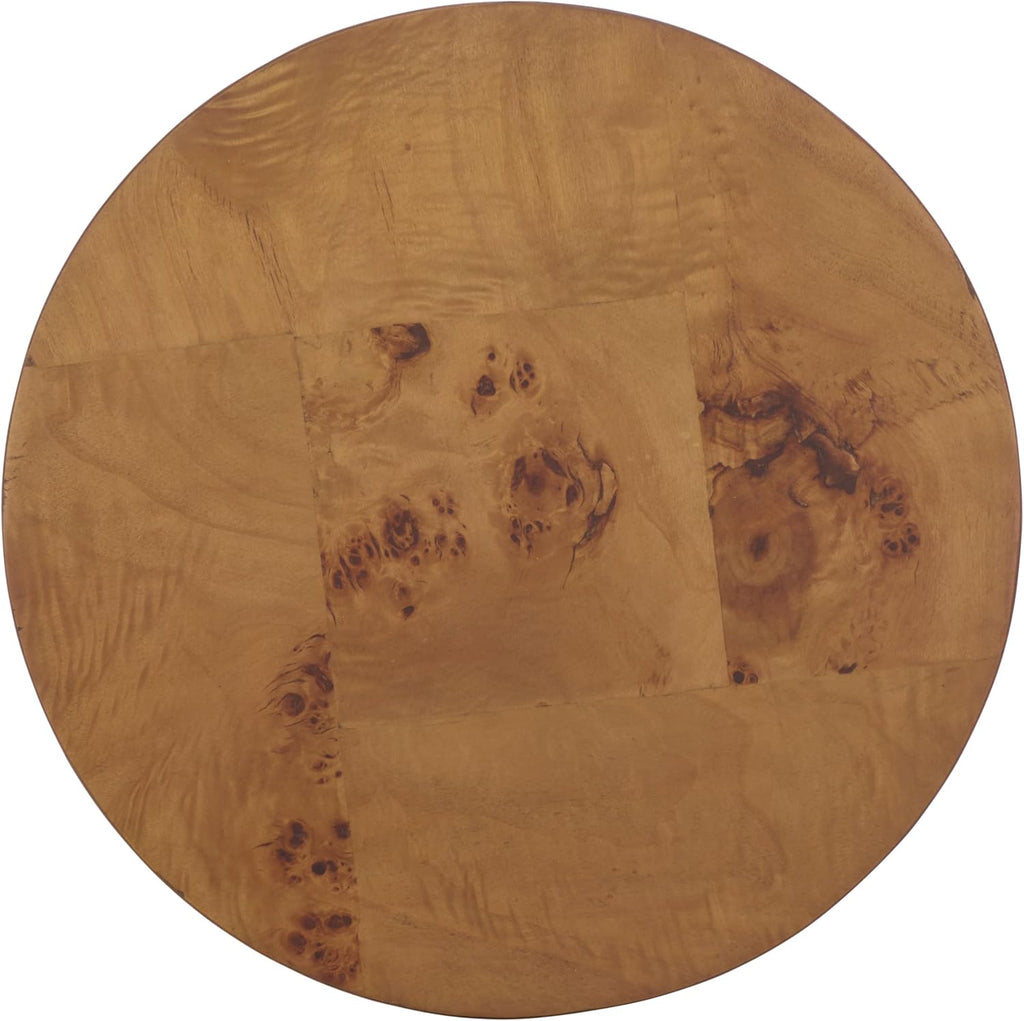 SAFAVIEH Home Collection - Siya Natural Brown Accent Table, Round Drum Side Table, Burl Wood Look, Fully Assembled (ACC6611A)