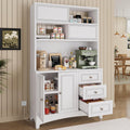 BLANKSPACE 71" Tall Kitchen Pantry Cabinet with Microwave Shelf Built-in Charging Station, Sliding Door Cabinet with Drawer Storage Organizer/Adjustable Shelves for Dining Room, Living Room