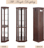 70" H Lighted Corner Curio Cabinet, Glass Display Cage with Tempered Glass Doors and 5 Adjustable Shelves, Wine Cabinet Storage Rack for Bar and Liquor Storage (Dark Cherry)