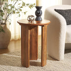 SAFAVIEH Home Collection - Karin Side Table, Round Dark Brown Solid Wood Design, Fully Assembled (ACC3730A)