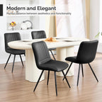 Dining Chairs Set of 4, Modern Dining Chairs with Thick Cushions, PU Leather Upholstered Kitchen Dining Room Chairs with Metal Legs for Dining Living Room (Black)