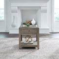 Liberty Furniture Millstone End Table with Unique Tile Top for Living Room - Nutmeg Oak Wood