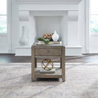 Liberty Furniture Millstone End Table with Unique Tile Top for Living Room - Nutmeg Oak Wood