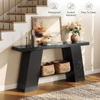 LITTLE TREE 70.8-Inch Long Black Console Table for Entryway, Narrow Modern Sofa Table for Entry, Hallway, Behind Couch, Living Room, Foyer, Entrance, Front Door