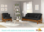 Miami Futon Set - Queen Size, Frame, 8" Mattress, Twill Black Cover