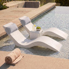 Aqua Outdoors Pool Lounge Chairs, 2 Chaises, Table, 9-in Water Depth | Pool Chairs For In Pool, Pool Chaise Lounge Chairs, 2 Headrest Pillows, Sun Shelf, Pool Lounger