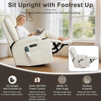 AHMED Dual Motor Power Swivel Rocker Recliner Chair, Faux Leather, Beige | Electric Glider Rocking Chairs, Massage & Heat, Cup Holders, LED Lights, USB A/USB C Ports