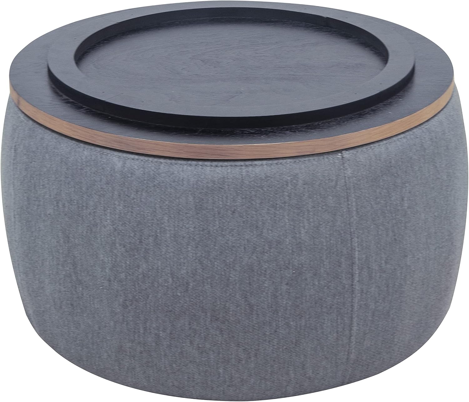 Round Ottoman, Ottoman with Storage, Coffee Table 2 in 1 Function, End Table for Living Room, Hallway, Bedroom (Dark Grey)